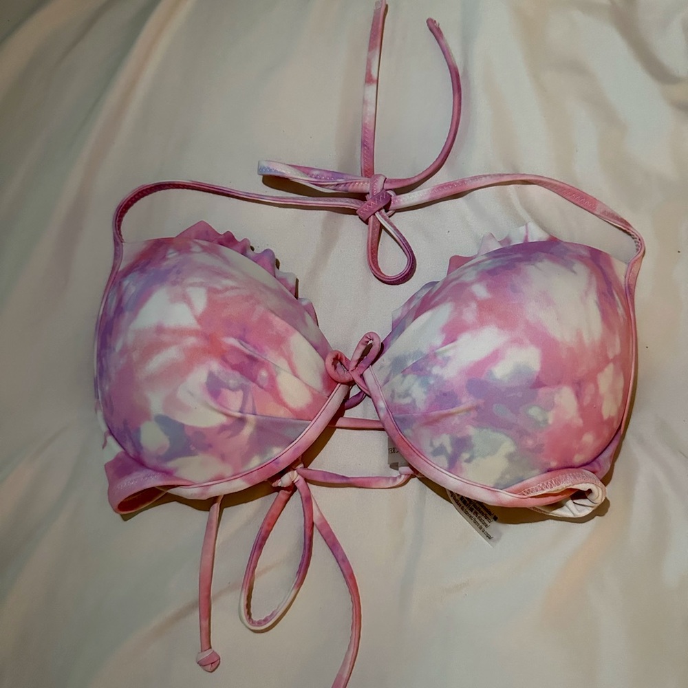 Victoria Secret pink white lilac tie dye bikini top